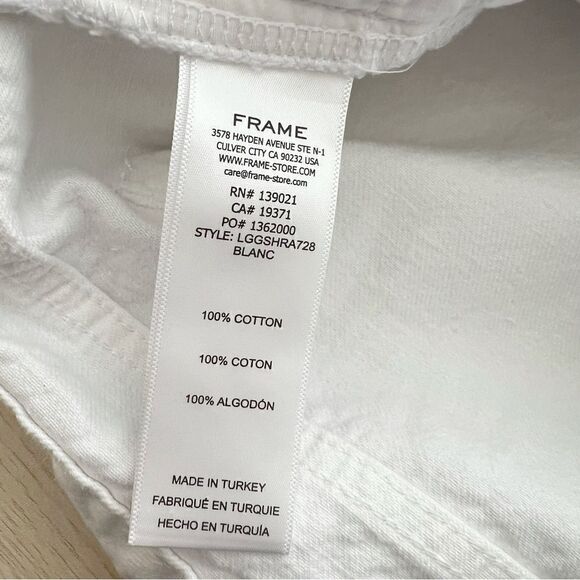 NEW Frame Le Grand Garcon Raw Hem Denim Short White Sz 34 - Picture 15 of 15